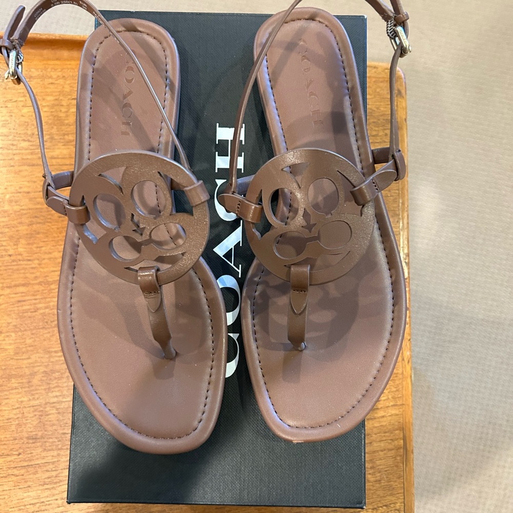 Coach Jaci Leather Sandal, Saddle, Size 8.5 - Picture 10 of 14